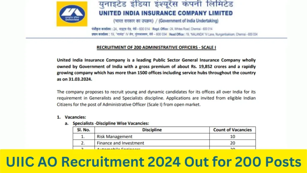 UIIC AO Recruitment 2024 